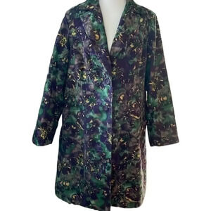 New Stunning Roaman's Purple,‎ Green & Gold Floral Plus Size Coat 14W